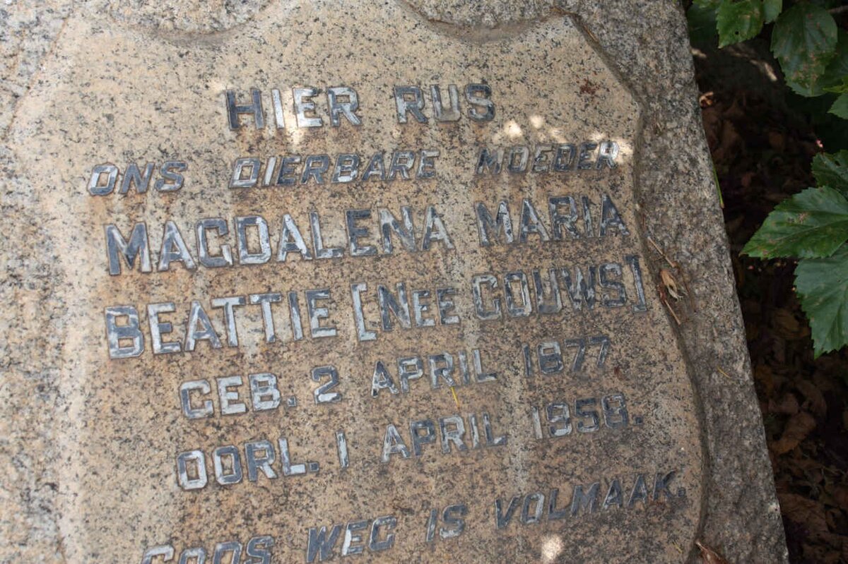 BEATTIE Magdalena Maria nee GOUWS 1877-1956