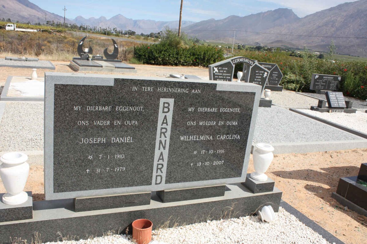 BARNARD Joseph Daniël 1910-1979 &amp; Wilhelmina Carolina 1916-2007