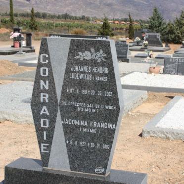 CONRADIE Johannes Hendrik Ludewikus 1919-2002 &amp; Jacomina Francina  1927-2002