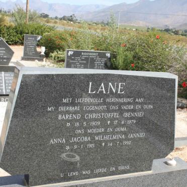 LANE Barend Christoffel 1909-1979 &amp; Anna Jacoba Wilhelmina 1915-1992