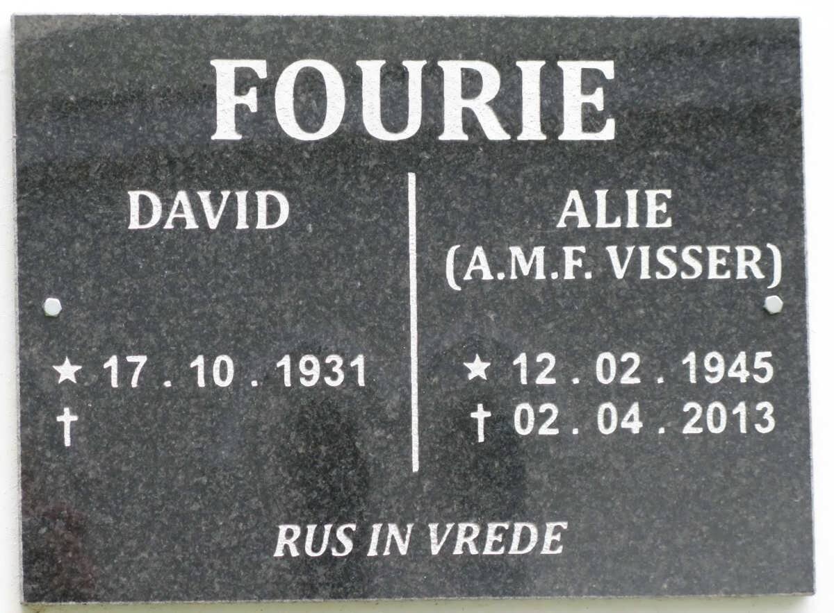 FOURIE David 1931- &amp; A.M.F. VISSER 1945-2013