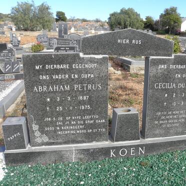 KOEN Abraham Petrus 1897-1975 &amp; Cecilia Du P. SCHUIN 1904-1984