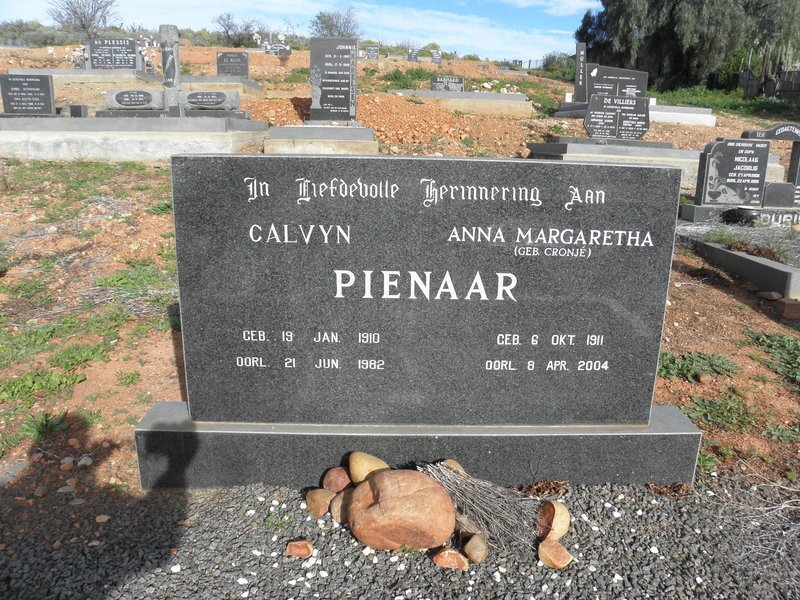 PIENAAR Calvyn 1910-1982 &amp; Anna Margaretha CRONJE 1911-2004