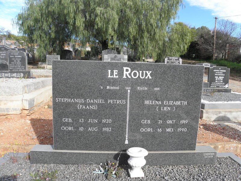 ROUX Stephanus Daniel Petrus, le 1920-1982 &amp; Helena Elizabeth 1919-1990