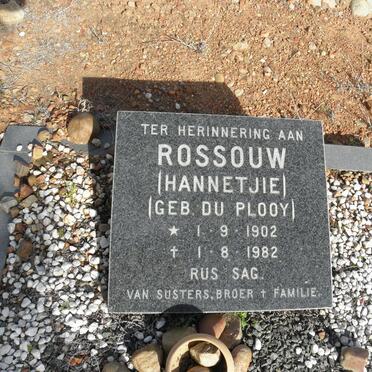 ROSSOUW Hannetjie nee DU PLOOY 1902-1982