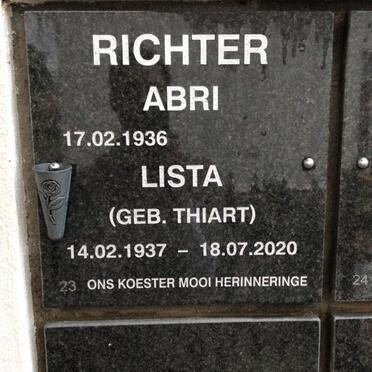 RICHTER Abri 1936- &amp; Liste THIART 1937-2020