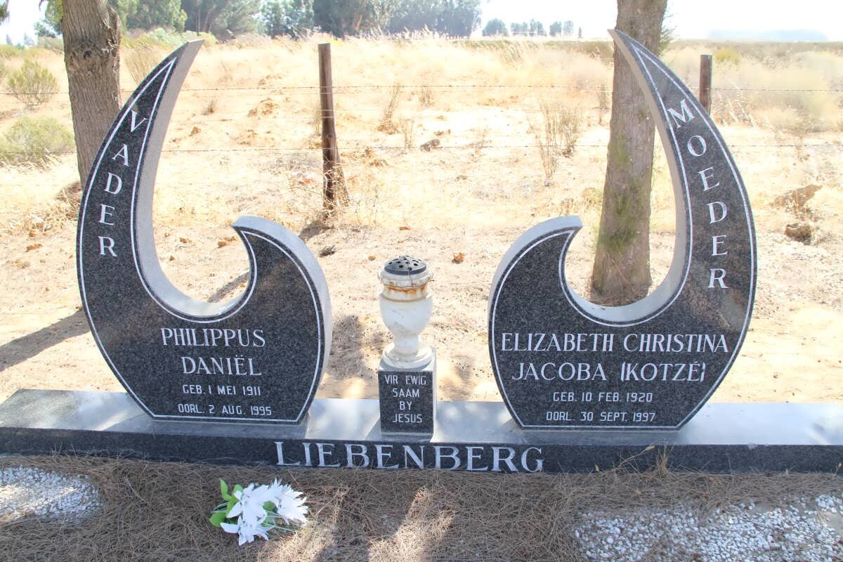 LIEBENBERG Philippus Daniël 1911-1995 &amp; Elizabeth Christina Jacoba KOTZÉ 1920-1997