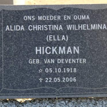HICKMAN Alida Christina Wilhelmina nee VAN DEVENTER 1918-2006
