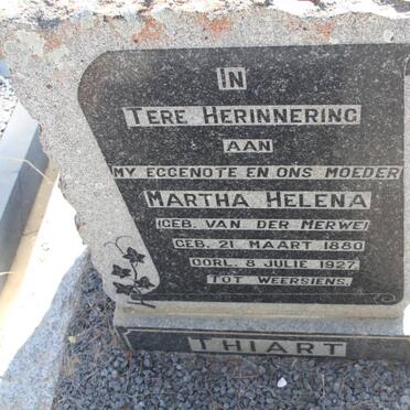 THIART Martha Helena nee VAN DER MERWE 1880-1927