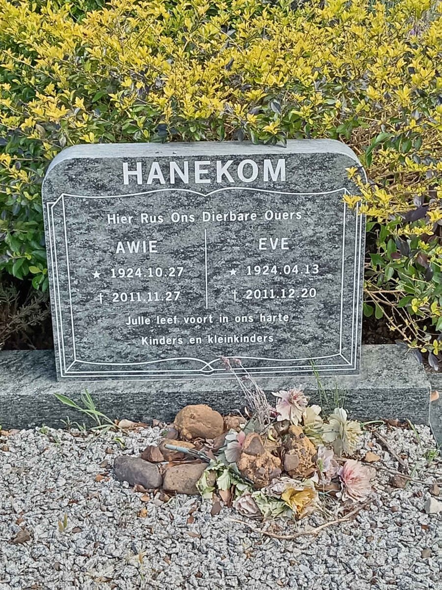 HANEKOM Awie 1924-2011 &amp; Eve 1924-2011