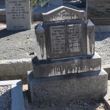 BARRY Geo. Aug. 1850-1933 &amp; M.A. HOPLEY 1851-1936