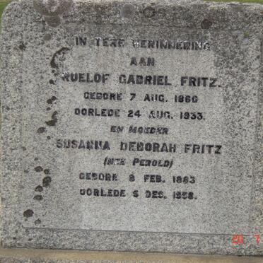 FRITZ Roelof Gabriel 1860-1933 &amp;  Susanna Deborah PEROLD 1883-1958