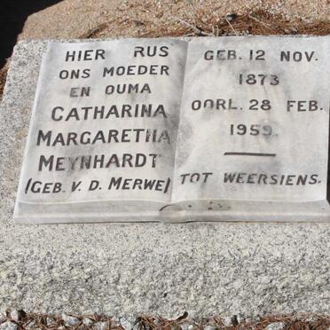 MEYNHARDT Catharina Margaretha nee V.D. MERWE 1873-1959