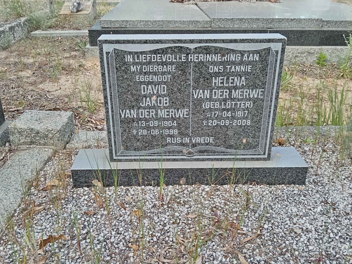 MERWE David Jakob, van der 1904-1998 & Helena LOTTER 1917-2008