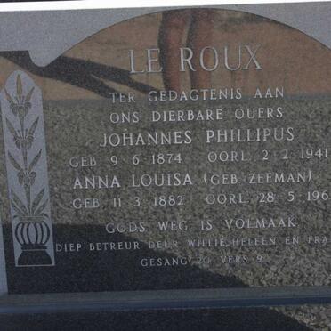 ROUX Johannes Phillipus, le 1874-1941 &amp; Anna Louisa ZEEMAN 1882-1963