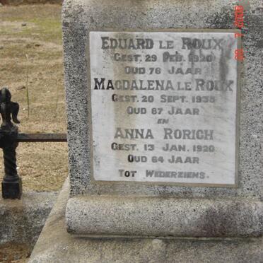 ROUX Eduard, le -1920 &amp;  Magdalena -1938 :: RORICH Anna -1920