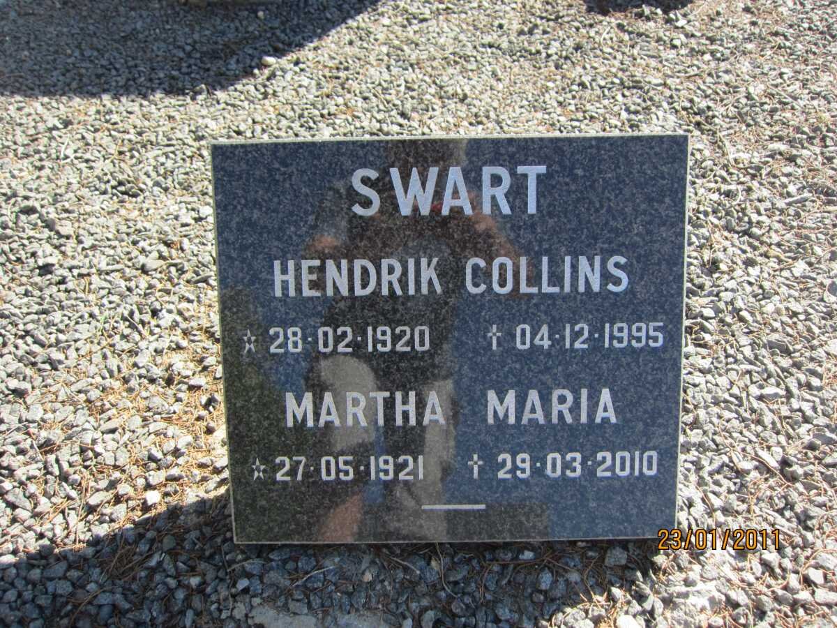 SWART Hendrik Collins 1920-1995 &amp; Martha Maria 1921-2010