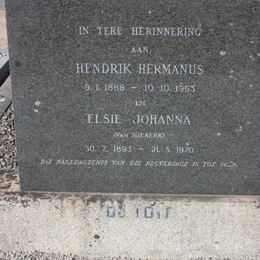 TOIT Hendrik Hermanus, du 1888-1963 &amp; Elsie Johanna VAN NIEKERK 1893-1970