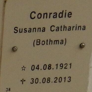 CONRADIE Susanna Catharina nee BOTHMA 1921-2013