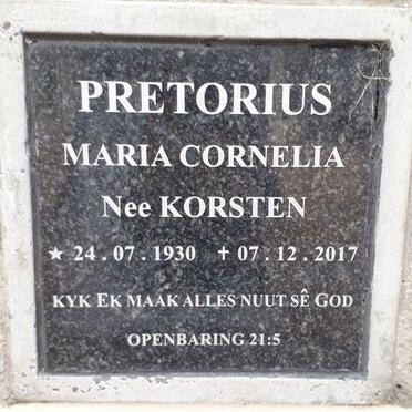 PRETORIUS Maria Cornelia nee KORSTEN 1930-2017