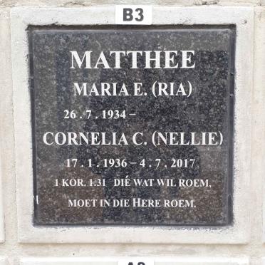 MATTHEE Maria E. 1934-  :: MATTHEE Cornelia C. 1936-2017