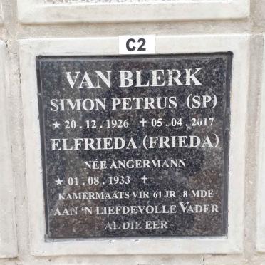 BLERK Simon Petrus, van 1926-2017 &amp; Elfrieda ANGERMANN 1933-