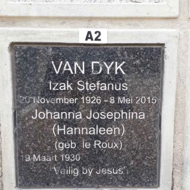 DYK Izak Stefanus, van 1926-2015 &amp; Johanna Josephina nee LE ROUX 1930-
