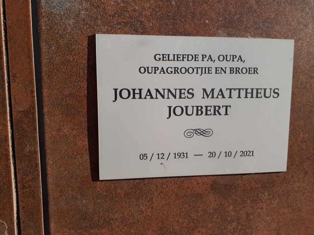JOUBERT Johannes Mattheus 1931-2021