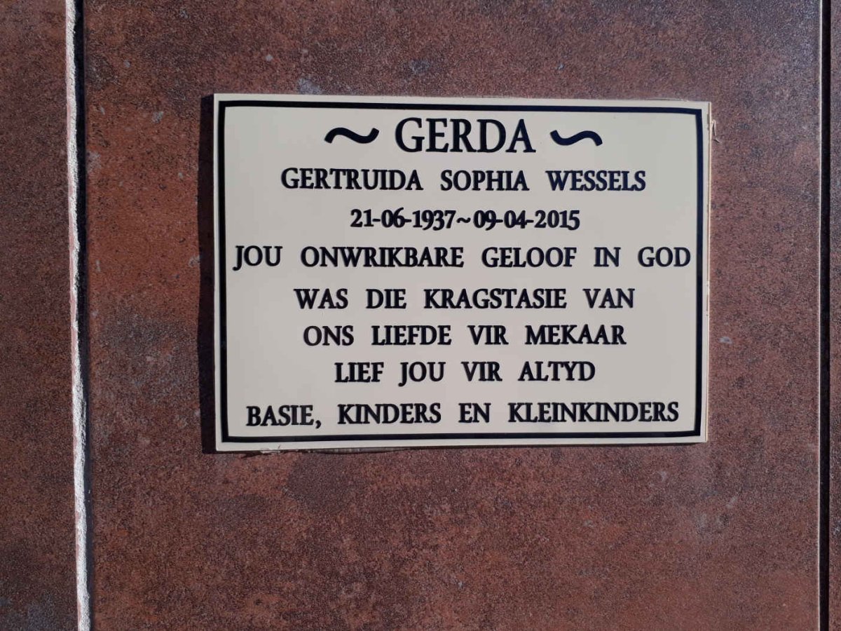 WESSELS Gertruida Sophia 1937-2015