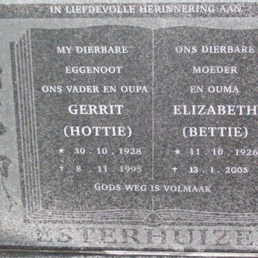 ESTERHUIZEN Gerrit 1928-1995 &amp; Elizabeth 1926-2005