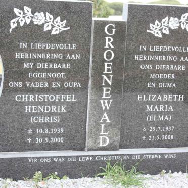 GROENEWALD Christoffel Hendrik 1939-2000 &amp; Elizabeth Maria 1937-2008