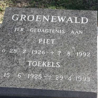 GROENEWALD Piet 1926-1992 &amp; Toekels 1925-1993