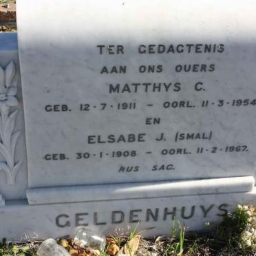 GELDENHUYS Matthys C. 1911-1954 &amp; Elsabe J. nee SMAL 1908-1967