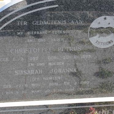 GROENEWALD Christoffel Petrus 1898-1968 &amp; Susarah Johanna nee NOWERS 1895-1980