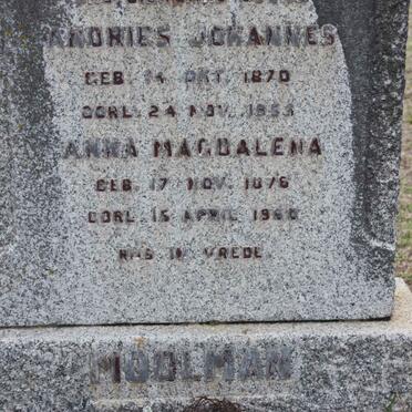 MOOLMAN Andries Johannes 1870-1953 &amp; ANna Magdalena MOOLMAN 1876-1960