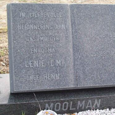 MOOLMAN Lenie C.M. nee HENN 1901-1996
