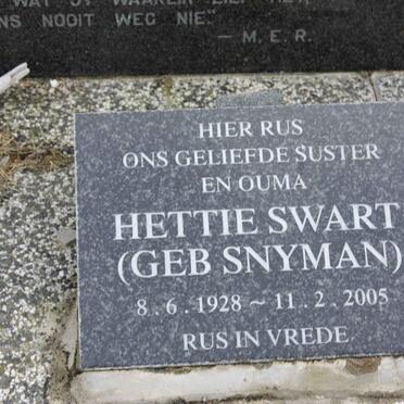 SWART Hettie nee SNYMAN 1928-2005