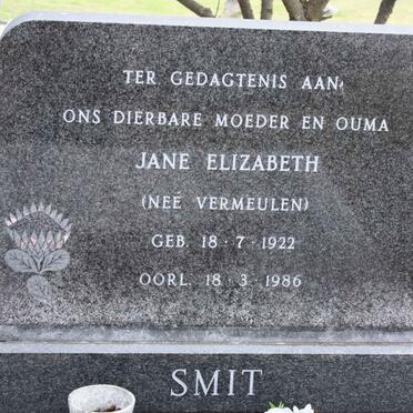 SMIT Jane Elizabeth nee VERMEULEN 1922-1986