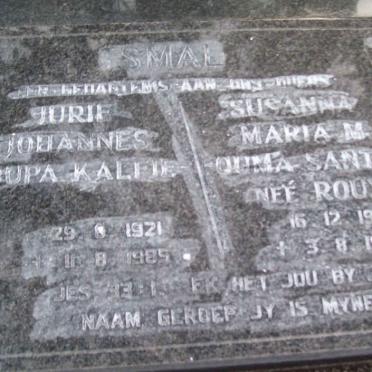 SMAL Jurie Johannes 1921-1985 &amp; Susanna Maria M. nee ROUX 1924-1989