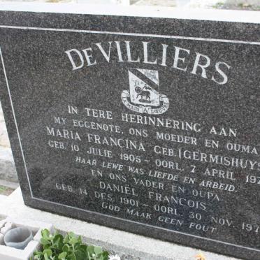 VILLIERS Daniël Francois, de 1901-1973 &amp; Maria Francina GERMISHUYS 1905-1972