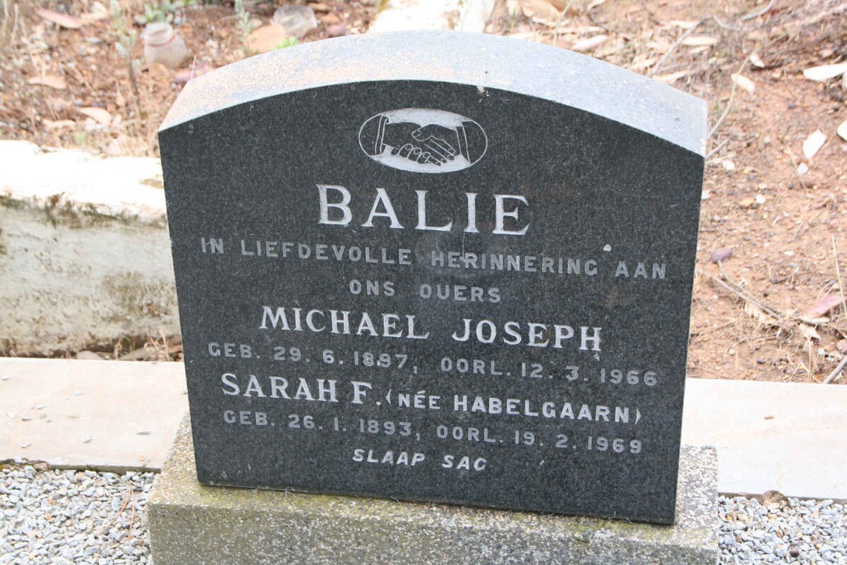 BALIE Michael Joseph 1887-1966 & Sarah F. HABELGAARN 1893-1969