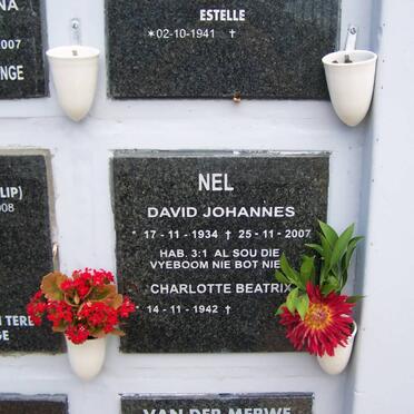 NEL David Johannes 1934-2007 &amp; Charlotte Beatrix 1942-