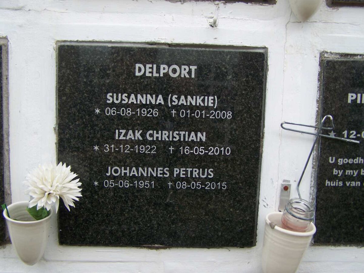 DELPORT Izak Christian 1922-2010 &amp; Susanna 1926-2008 :: DELPORT Johannes Petrus 1951-2015