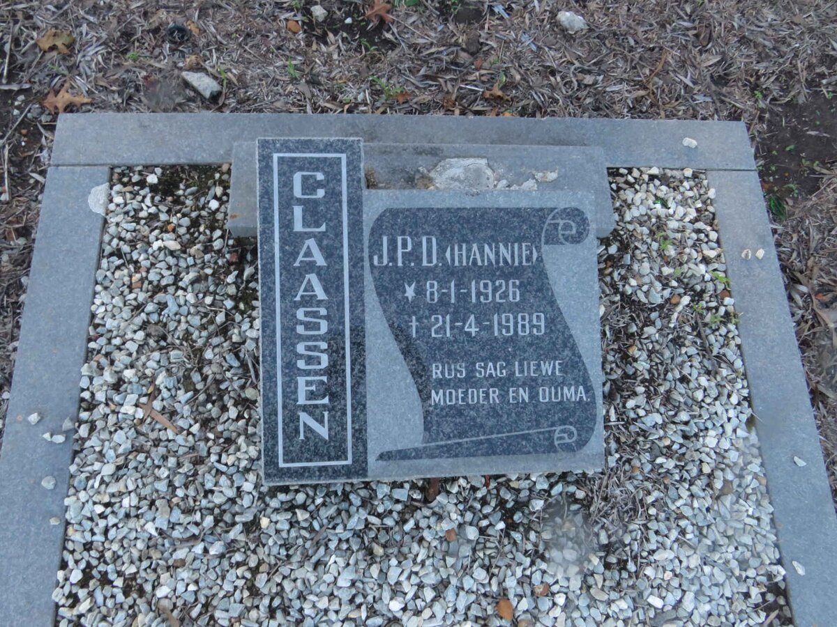 CLAASSEN J.P.D. 1926-1989