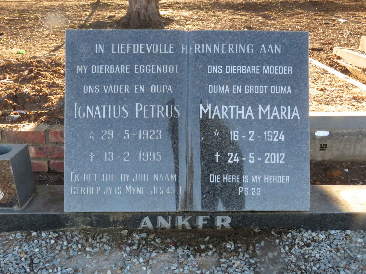ANKER Ignatius Petrus 1923-1995 &amp; Martha Maria 1924-2012
