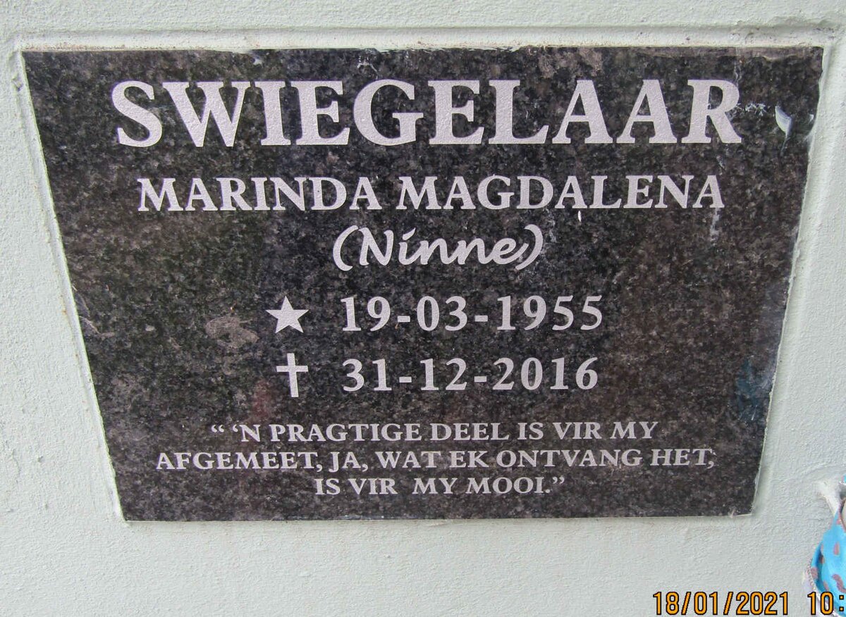 SWIEGELAAR Marinda Magdalena 1955-2016