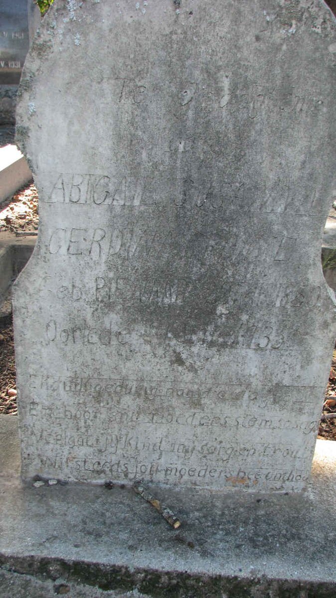 CRONJE Abigail Susanna Gerdina nee PIENAAR 1850-1935