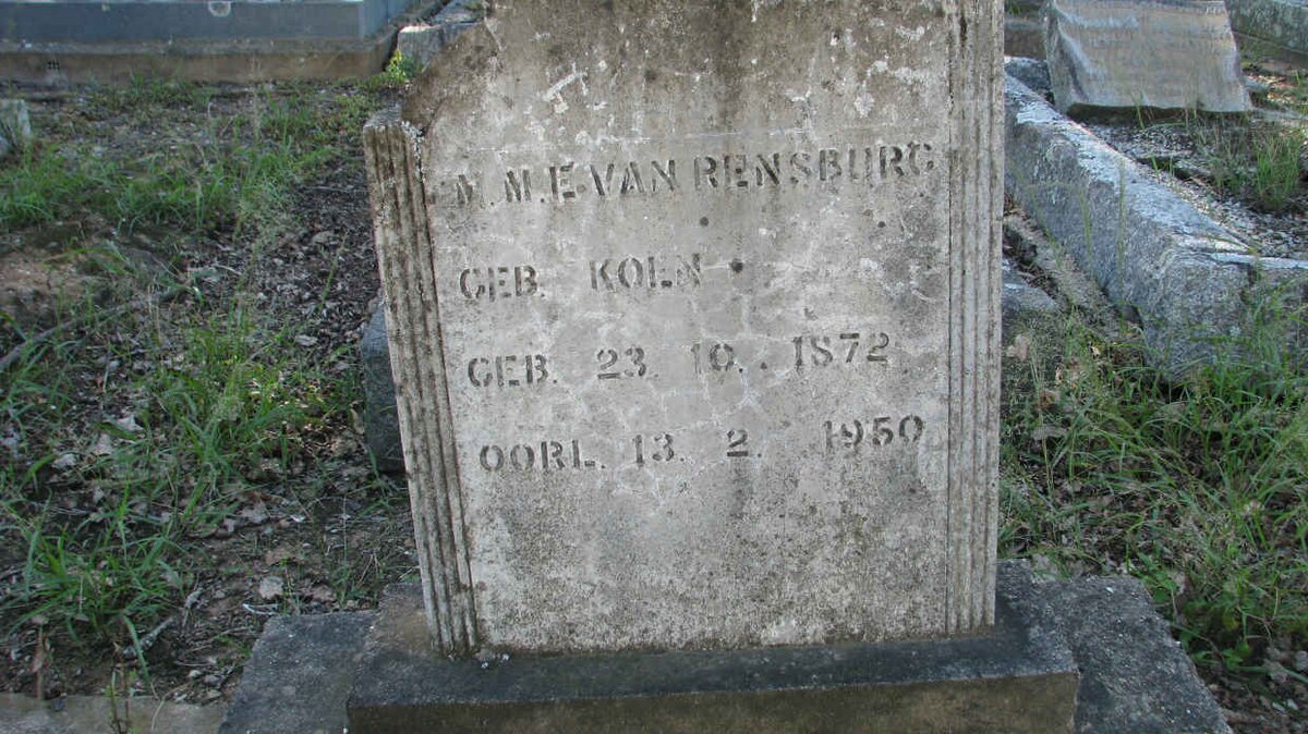 RENSBURG M.M.E., van nee KOEN 1872-1950
