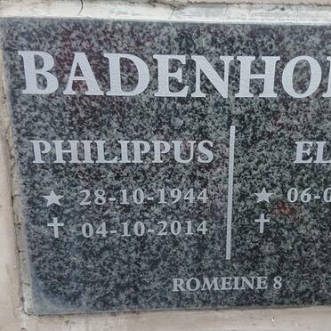 BADENHORST Philippus 1944-2014 &amp; Elsa 1948-