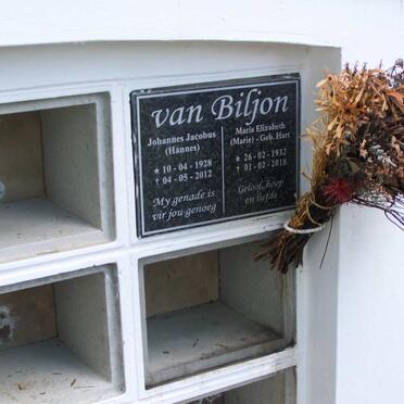 BILJON Johannes Jacobus, van 1928-2012 &amp; Maria Elizabeth HART 1932-2018
